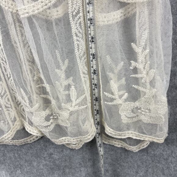 Woven Heart Lace Boho Dress Womens Medium Ivory Sheer Mesh Embroidered Fairy NEW - Picture 8 of 15